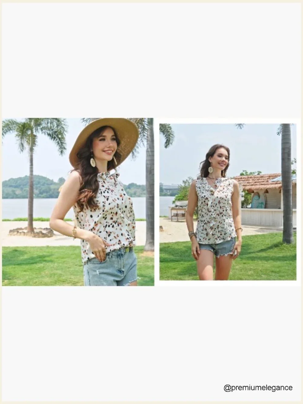 Sleeveless Ruffle Tank Top Business Casual Blouse Office Work Shirt - Picture 7 of 7